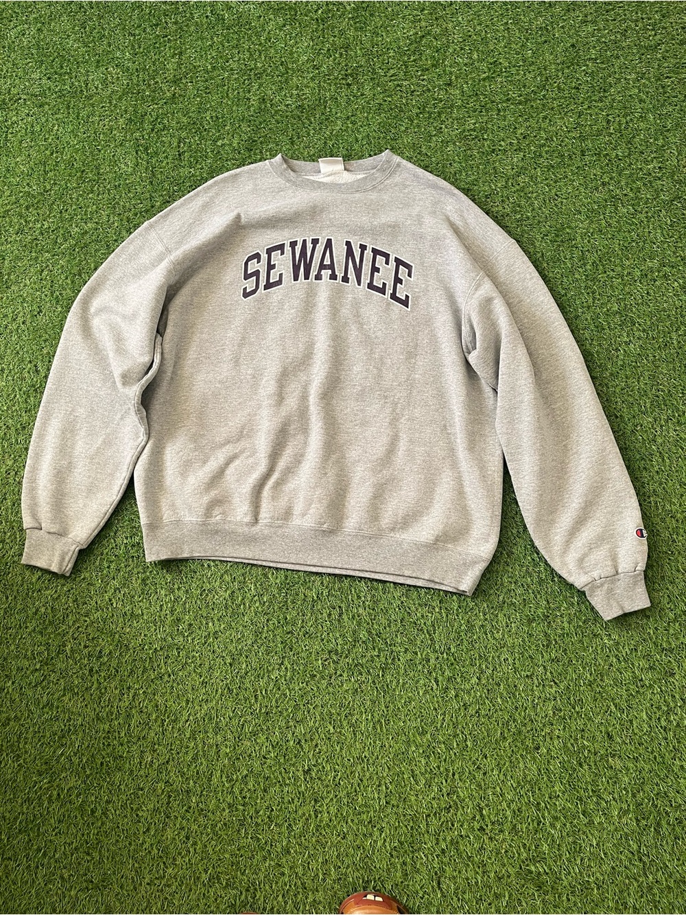 Champion Gray Sewanee Crewneck Sweatshirt with Navy Lettering